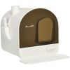PawHut Cat Litter Box with Lid, Covered Litter Box for Indoor Cats with Tray, Scoop, Filter, 17" x 17" x 18.5", White