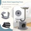 42 Inch Tall Cat Tower with Curved Metal Supporting Frame for Large and Small Cats