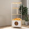 Corner Cat Tower, Cat Tree with Scratching Post, Cat Condo with Feeding Station and Climbing Platforms, Pet Furniture for Indoor Cats