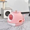 PawHut Covered Litter Box, Litter Box with a Lid, Scoop Enclosed Drawer & Skylight for Cats That's Easy to Clean, Pink