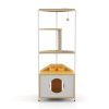 Corner Cat Tower, Cat Tree with Scratching Post, Cat Condo with Feeding Station and Climbing Platforms, Pet Furniture for Indoor Cats