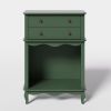 Pet Storage Cabinet with Wall Mounted Cabinet, 2 Drawers and Semi-Open Space, Hidden Cat Litter Box, Multi-Functional End Table-Green
