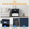 Vintage Small Storage Cabinet with Led Light and Pet Bed, Hidden Cat Litter Box with Drawer and Semi-Open Space