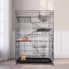 4 Tiers Cat Cage Rolling Metal Cat Playpen Enclosures Cat Kennel House Ferret Crate