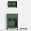 Pet Storage Cabinet with Wall Mounted Cabinet, 2 Drawers and Semi-Open Space, Hidden Cat Litter Box, Multi-Functional End Table-Green