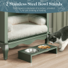 Pet Storage Cabinet with Wall Mounted Cabinet, 2 Drawers and Semi-Open Space, Hidden Cat Litter Box, Multi-Functional End Table-Green