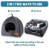 Semi-enclosed Cat Bed Non-slip Pet Kennel Gray Kitten House Indoor Sleeping Cats Cave Bed Plush Foldable Small Dogs Tent Stuff