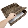 Woven Rattan Cat Litter Box Enclosure Furniture, Rattan Cat House with Cat Litter Box, Detachable Cat Washroom with Cotton Linen Mat for Living Room