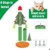32'' Cat Scratching Post, Tall Christmas Tree Cat Scratcher with 3 Posts and Cute Dangling Teaser Balls