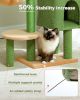 H90CM Cactus Cat Tree Tower Cat Condo for Indoor w/Large Padded Perch Comfy Hammock Scratching Post Dangling Ball arbre a chat