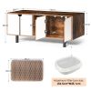 Cat Litter Box Enclosure for 2 Cats, Double Hidden Litter Box Furniture Large Cat Washroom, Indoor Cat House Cabinet TV Stand End Table, White+Vintage