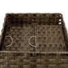 Woven Rattan Cat Litter Box Enclosure Furniture, Rattan Cat House with Cat Litter Box, Detachable Cat Washroom with Cotton Linen Mat for Living Room