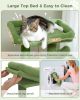 H90CM Cactus Cat Tree Tower Cat Condo for Indoor w/Large Padded Perch Comfy Hammock Scratching Post Dangling Ball arbre a chat