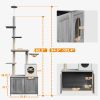 PawHut Cat Tree with Litter Box Enclosure, 2 in 1 Floor to Ceiling Cat Tower Litter Box Furniture with Condo, Bed, Hammock, Scratching Posts