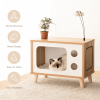 Mewoofun Cat House Wooden Condo Cat Bed Indoor TV-Shaped Sturdy Large Luxury Cat Shelter Furniture with Cushion Cat Scratcher