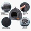 Semi-enclosed Cat Bed Non-slip Pet Kennel Gray Kitten House Indoor Sleeping Cats Cave Bed Plush Foldable Small Dogs Tent Stuff