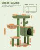 H90CM Cactus Cat Tree Tower Cat Condo for Indoor w/Large Padded Perch Comfy Hammock Scratching Post Dangling Ball arbre a chat