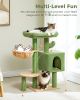 H90CM Cactus Cat Tree Tower Cat Condo for Indoor w/Large Padded Perch Comfy Hammock Scratching Post Dangling Ball arbre a chat