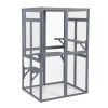 Wooden Cat Catio, Outdoor Cat Enclosure, Cat House with Platforms, Sunshine Board, Hammock, Door, Kitten Cage Condo, Grey