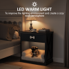 Vintage Small Storage Cabinet with Led Light and Pet Bed, Hidden Cat Litter Box with Drawer and Semi-Open Space