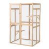 Wooden Cat Catio, Outdoor Cat Enclosure, Cat House with Platforms, Sunshine Board, Hammock, Door, Kitten Cage Condo, Burlywood