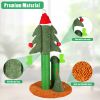 32'' Cat Scratching Post, Tall Christmas Tree Cat Scratcher with 3 Posts and Cute Dangling Teaser Balls