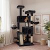65in Larger Cat Tree Tower Condo for Indoor Cats, Multi-Level Furniture Activity Center Dark Grey