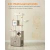 Basket Tree for Cats 2-in-1 Modern Cat Tower Perch 72.8-Inch Tall Cat Condo With Scratching Posts Washable Cushions Supplies Pet