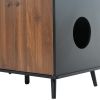 Litter Box Enclosure, Cat Litter Box Furniture with Hidden Plug, 3 Doors,Indoor Cat Washroom Storage Bench Side Table Cat House