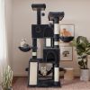 65in Larger Cat Tree Tower Condo for Indoor Cats, Multi-Level Furniture Activity Center Dark Grey