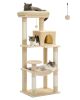 143Cm Tall Multi-Level Cat Tower With Large Hammock (50.8x40.64cm), Sisal Scratching Posts, Cozy Condo & Top Perch Cat Tree