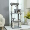 143Cm Tall Multi-Level Cat Tower With Large Hammock (50.8x40.64cm), Sisal Scratching Posts, Cozy Condo & Top Perch Cat Tree