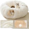 Winter Plush Cat Tunnel with Cat Bed for Indoor Cats,Multifunctional Cat Toys for Small Medium Large Cat.