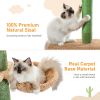 H239-275cm Cactus Cat Tree Floor to Ceiling for Indoor Cat 5-level Adjustable Tall Tower Natural Thicken Scratching Post Hummock