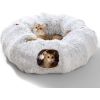 Winter Plush Cat Tunnel with Cat Bed for Indoor Cats,Multifunctional Cat Toys for Small Medium Large Cat.